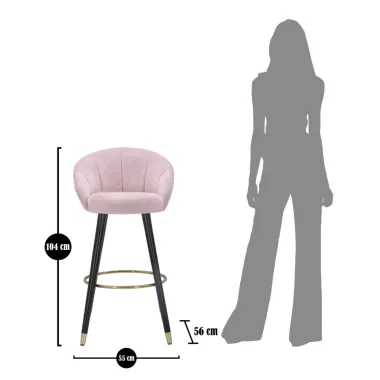 HOOKER BAR Praga Różowy 55 56 104 cm (Wysokość siedziska 80 cm)